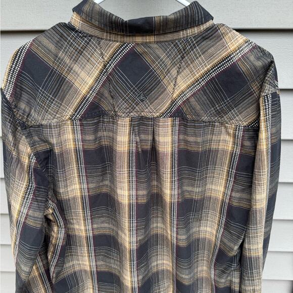 PrAna size L Rennin Plaid Long Sleeve Button Up Button Down Cotton Blend Shirt - Picture 11 of 13